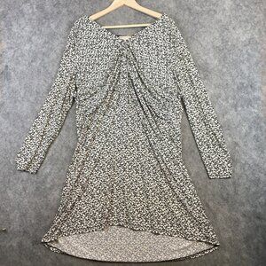 Michael Michael Kors Dress 3X V Neck Long Sleeve Above Knee Black Floral Career